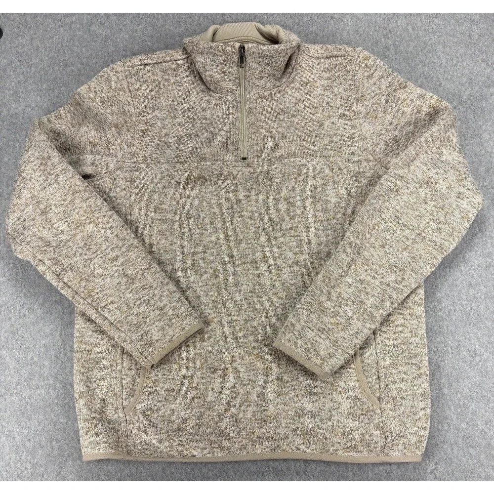 Thread & Supply Oatmeal Quarter Zip Fleece Pullover L Cozy Minimalist Outdoor - Picture 2 of 10